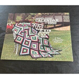 VTG HOOKED ON CROCHET! 1989 CALENDAR 12 AFGHAN DESIGNS PATTERNS W/ Stitch Guide
